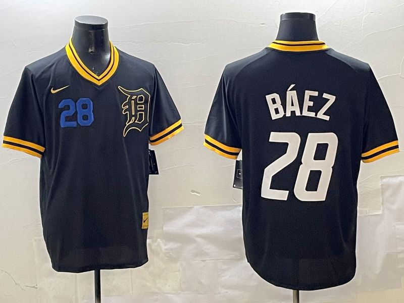 Men Detroit Tigers #28 Baez Black Gold Game 2025 Nike MLB Jersey style 2->detroit tigers->MLB Jersey